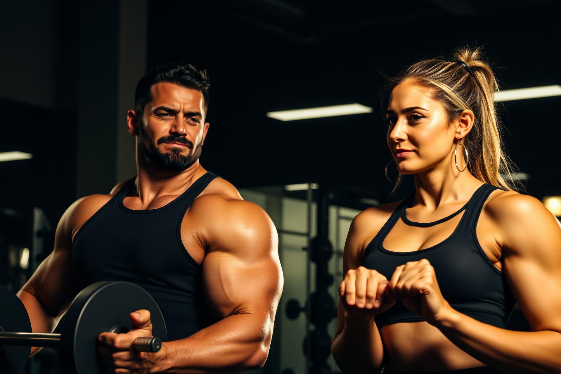 Personal Training in Steinfurt — Frau und Mann beim Krafttraining im Gym